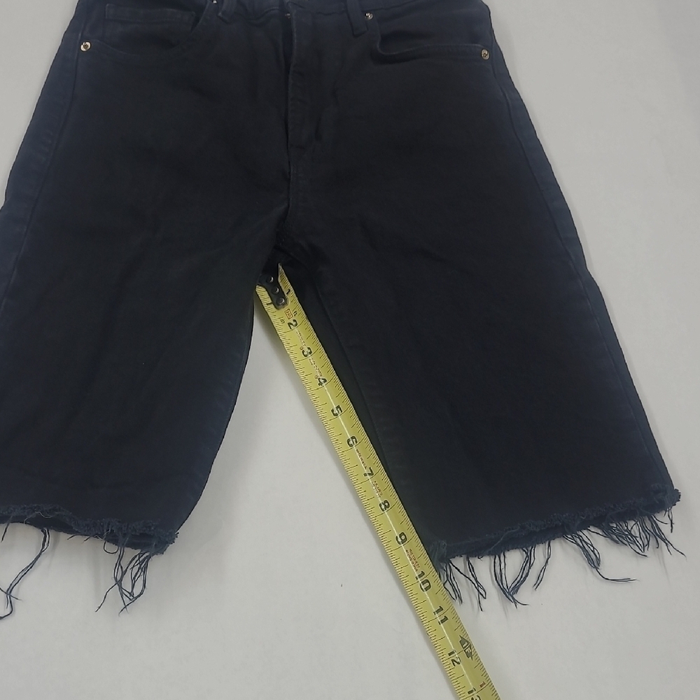 Frame Black Distressed Le Vintage Bermuda Denim Shorts Size 25 - Picture 4 of 8